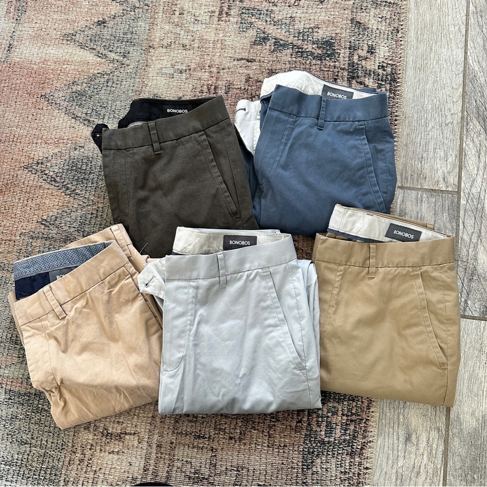 Mens Bonobos Chinos in Blue Khaki Grey BUNDLE sz 31/30